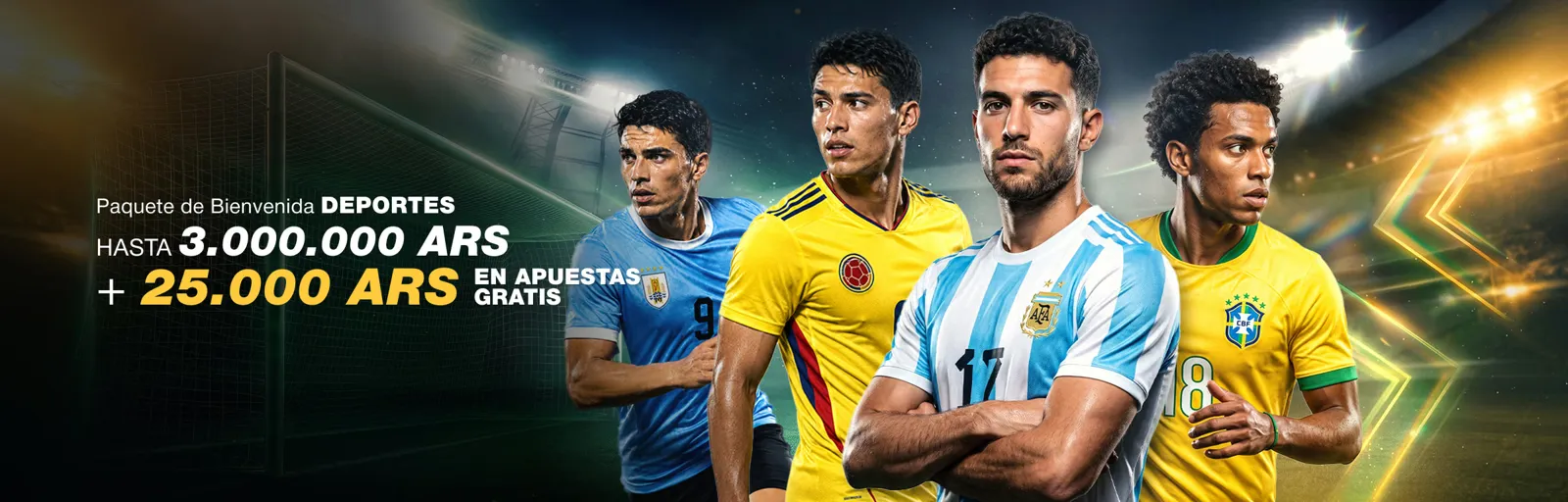 Banner de DaleWin: paquete de bienvenida de deportes hasta 3.000.000 ARS más 25.000 ARS en apuestas gratis